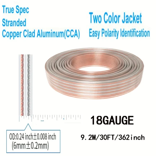 High Quality 18 Gauge Copper Clad Aluminum Speaker Wire