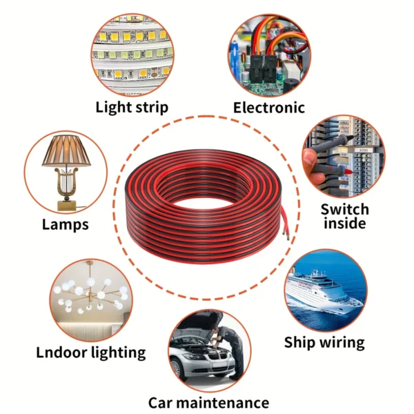 Flexible 2 Conductor Extension Cord  Red
